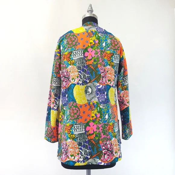 Very Rare Vanda Fashions Key West Hand Printed 70s Patchwork Cardigan Jacket - Picture 11 of 11